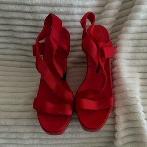 BCBGeneration Red Strappy Platform Sandals